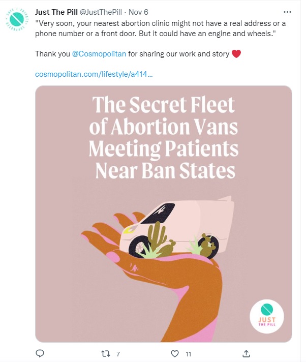 Image: Just the Pill fleet of abortion vans (Image: Twitter)