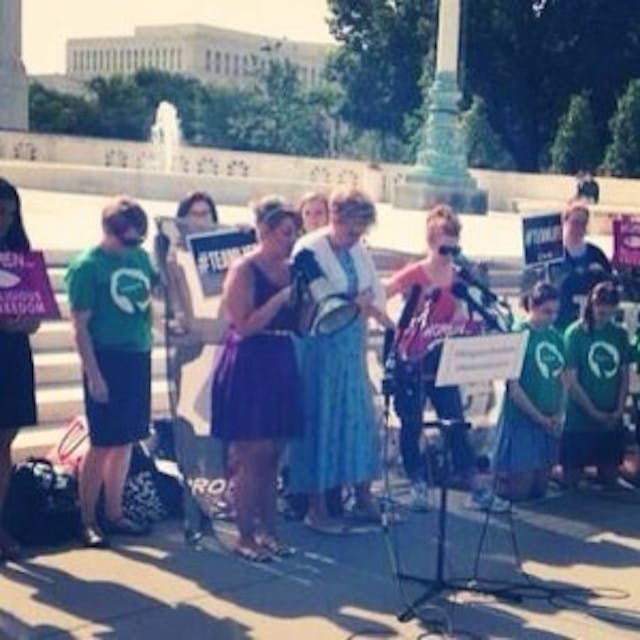 Deanna praying at a rally at the Supreme Court before McCullen v. Coakley was announced. scotus4