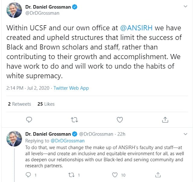 Image: Daniel Grossman claims proabortion groups limit success of Black and Brown people (Image: Twitter)