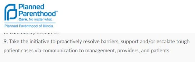 From the lever.co Planned Parenthood job listing From the lever.co Planned Parenthood job listing