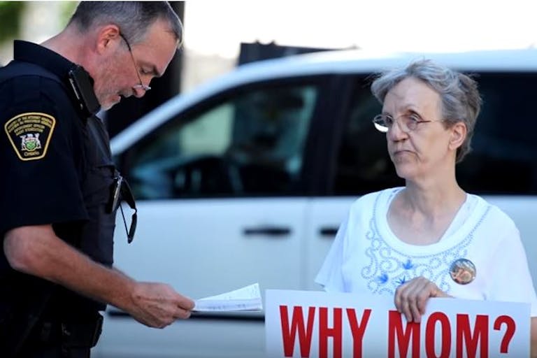 Linda Gibbons, pro-life activist, is arrested.