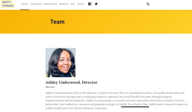 Ashley Underwood Equity Forward Director 2022 formerly worked for NARAL Pro-Choice Ohio Image: Ashley Underwood Equity Forward Director 2022 formerly worked for NARAL Pro-choice Ohio