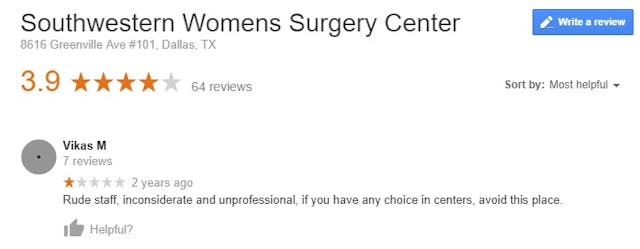 SWO late-term abortion review. Abortion patients leave poor reviews of late-term abortion facility in Dallas image