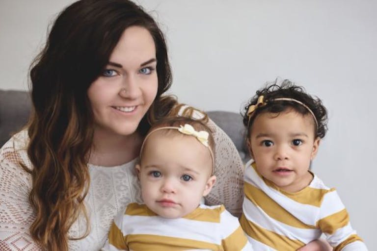 Kelsey and her twin girls who are alive thanks to a pregnancy help center and Kelsey's decision to refuse abortion