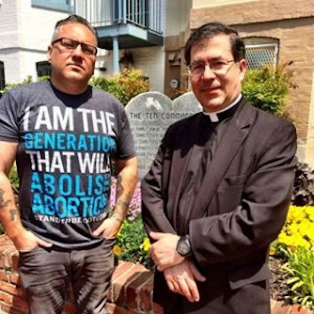 Brian Kemper of Stand True, with Father Frank Pavone from Priests for Life. 10177508_10152422501863556_9189889969546534760_n
