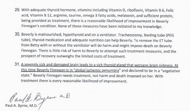 Affidavit says Beverley Finnegan is not brain dead Paul Byrne Affidavit