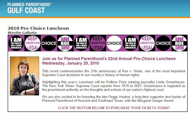 Linda Greenhouse keynote for Planned Parenthood Planned Parenthood awards journalists who ignore their sexual abuse scandals image