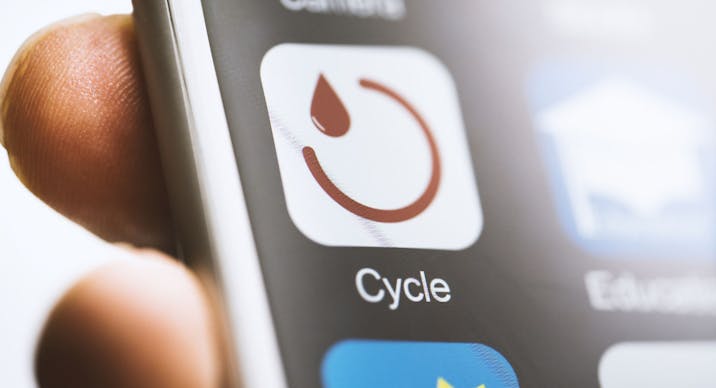 Menstruation cycle application on smart phone touchscreen
