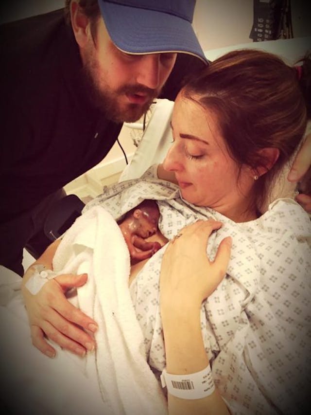 Premature baby girl Autumn and her parents (Facebook) Premature baby girl Autumn and her parents.