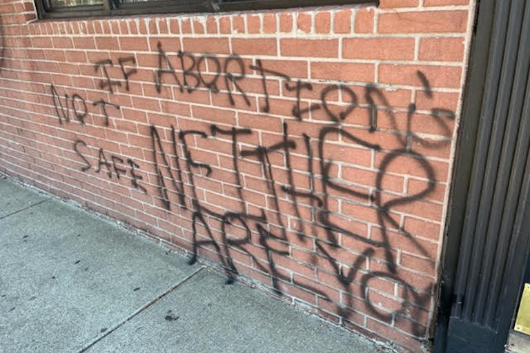 Image: MA Pregnancy Help Center vandalized (Image: Your Options Medical)