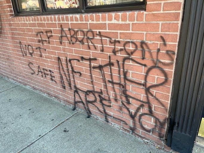 Image: MA Pregnancy Help Center vandalized (Image: Your Options Medical)