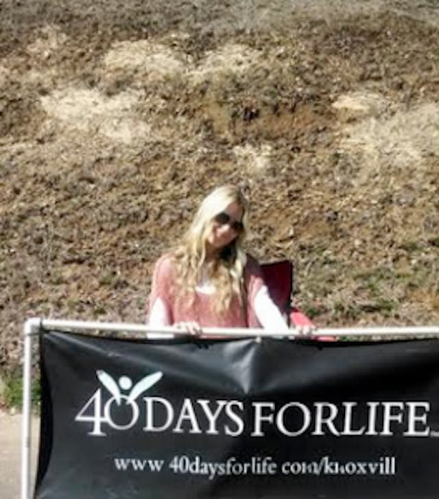 Emily volunteering with 40 Days for Life. 40 days emily