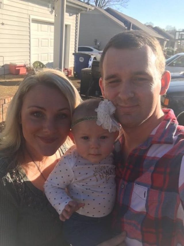 Amanda Solomon refused abortion for her baby girl Sadie. Amanda Solomon holds her baby girl Sadie.