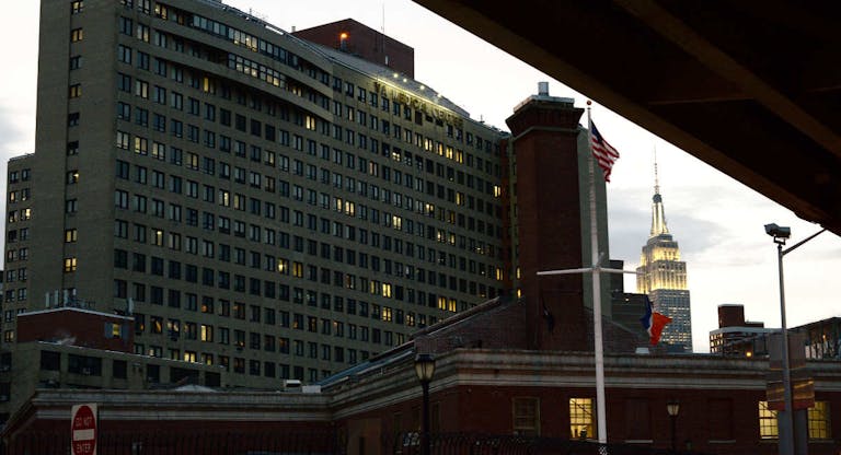 New York City VA Hospital at dusk