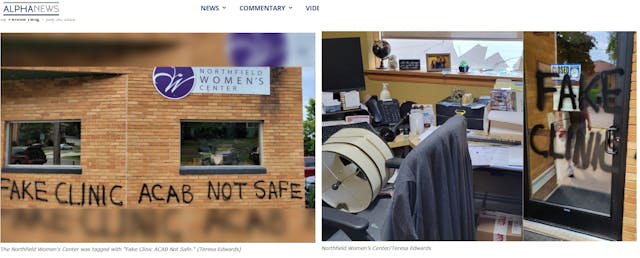Northfield Women’s Center PRC vandalized (Images: Teresa Edwards) Image: Northfield Women's Center PRC vandalized (Images: Teresa Edwards)