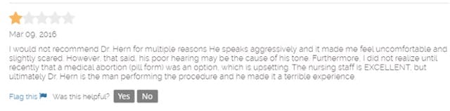 Warren Hern patient review Health Grades 2016 Women call late-term abortion doctor ‘very condescending and suspicious’ image
