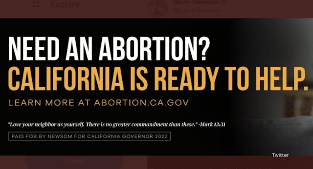 California billboard California, Newsom, abortion billboard