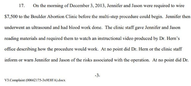 2015 medical malpractice lawsuit against abortionist Warren Hern Women call late-term abortion doctor ‘very condescending and suspicious’ image