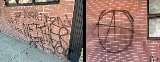 Your Options Medical pro-life pregnancy help center vandalized with Janes Revenge Image: Your Options Medical pro-life pregnancy help center vandalized with Janes Revenge