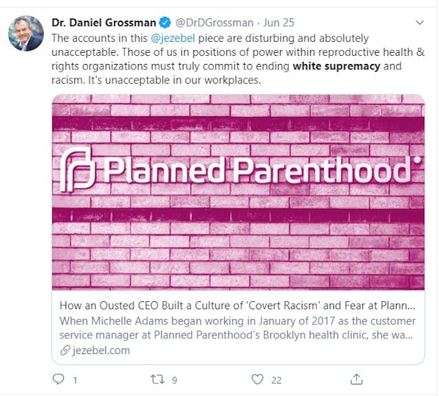 Abortionist Daniel Grossman on Planned Parenthood racism June 25,2020 (Image: Twitter) Image: Abortionist Daniel Grossman on Planned Parenthood racism June 25,2020 (Image: Twitter)