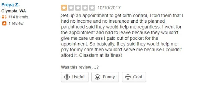 PP Olympia WA Review Oct 2017 ‘I felt like cattle’: WA Planned Parenthood clients leave poor Yelp reviews image