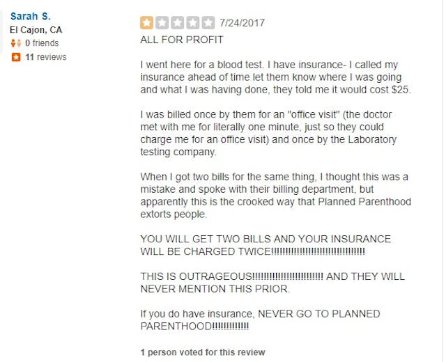 PP Olympia WA Review July 2017 ‘I felt like cattle’: WA Planned Parenthood clients leave poor Yelp reviews image
