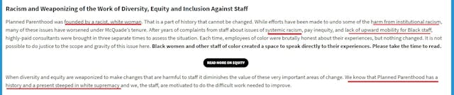 Image: Planned Parenthood staffers admit PP founded in racism and steeped in white supremacy (Image: screen from website SavePPGNY)