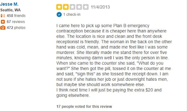 PP Seattle WA Review Nov 2013 ‘I felt like cattle’: WA Planned Parenthood clients leave poor Yelp reviews image