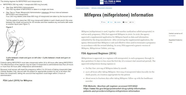 Image: Abortion pill FDA approved regimen