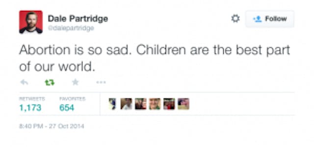 Dale Partridge tweet abortion