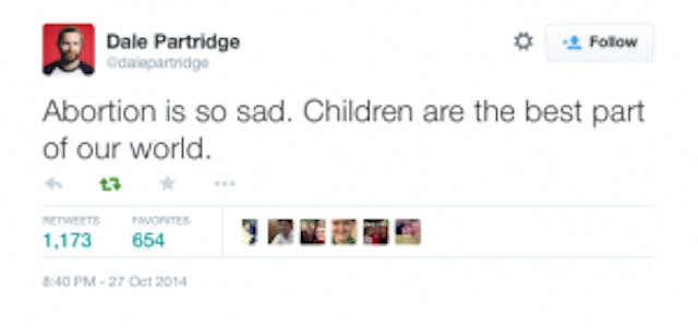 Dale Partridge tweet abortion