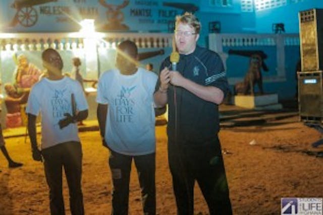 Robert Colquhoun, speaking at the 40 Days for Life event George organized in Ghana. IMG-20140926-WA0002