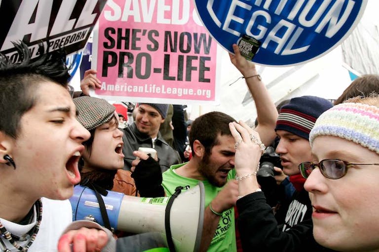 pro-lifers, pro-choices clash