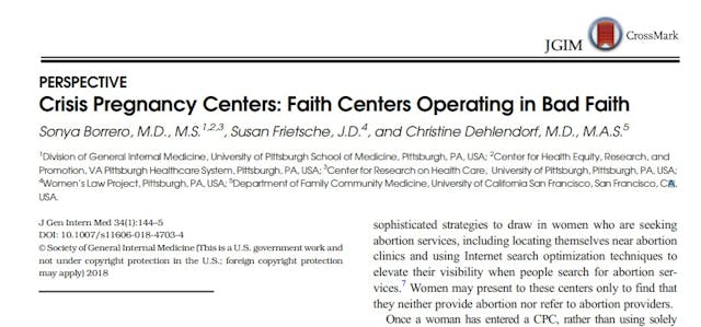 Article authored by abortionist and abortion trainer attacks pro-life pregnancy centers Image: Article authored by abortionist and abortion trainer attacks pro-life pregnancy centers