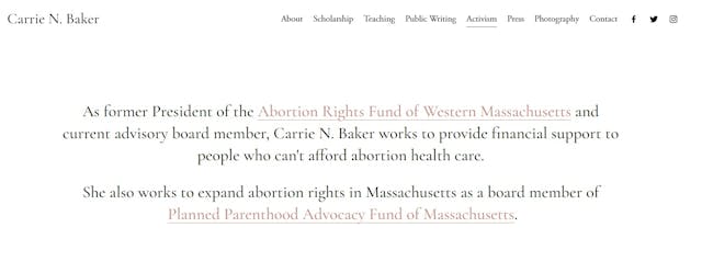 Carrie N Baker targets prolife pregnancy centers worked with Planned Parenthood and abortion funding group Image: Carrie N Baker targets prolife pregnancy centers worked with Planned Parenthood and abortion funding group