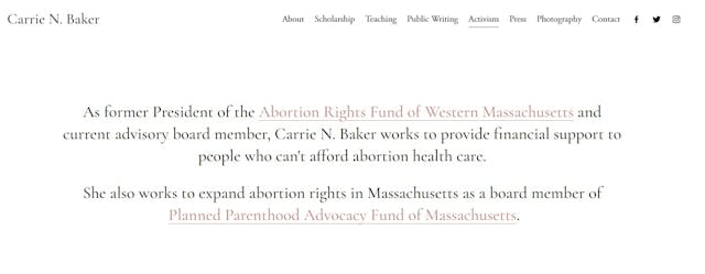 Image: Carrie N Baker targets prolife pregnancy centers worked with Planned Parenthood and abortion funding group