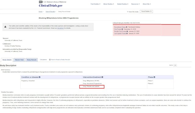 Placebo abortion pill study by Michell Creinin Image: Placebo abortion pill study by Michell Creinin