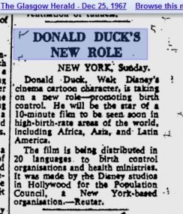 News Disney Family Planning film Population control film produced by Walt Disney: children in large families ‘sickly and unhappy’ image
