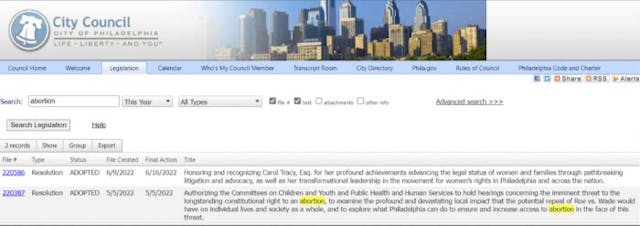 Screenshot, Philadelphia City Council legislation Philadelphia dumps $500,000 into abortion fund for poor women image
