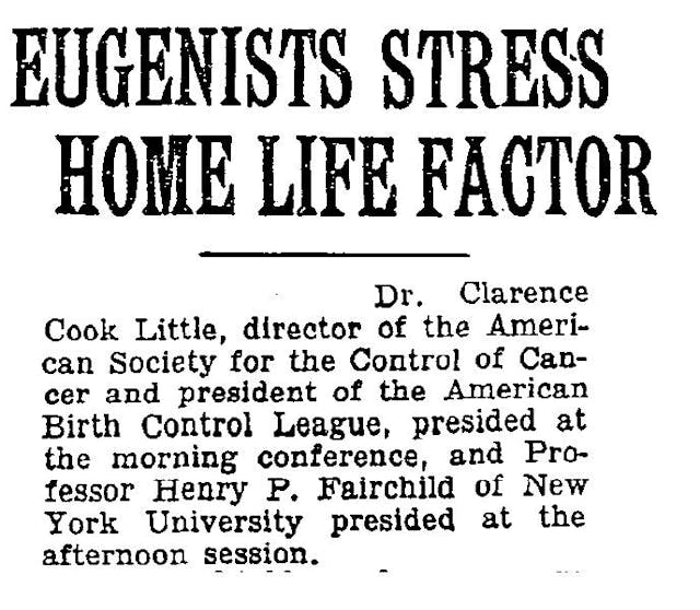 CC Little ties to Eugenics and Sanger’s ABCL Yes, Planned Parenthood’s founder spoke to the KKK – but the photo is a fake image