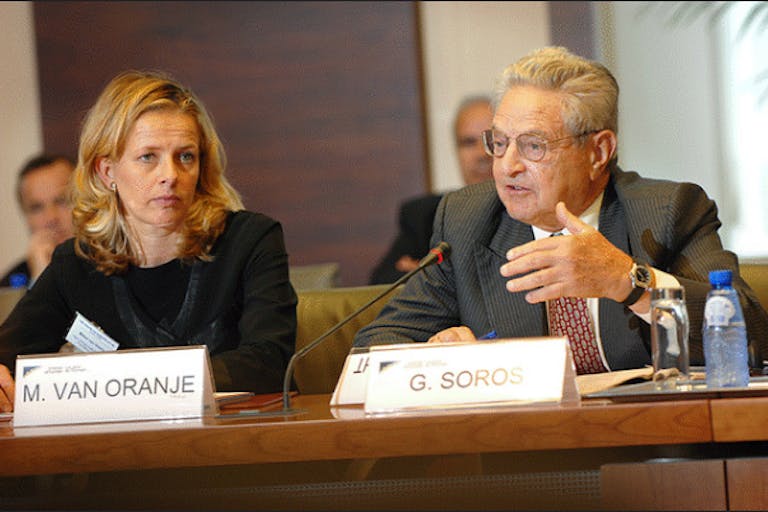 Open Society Foundations board member Mabel Van Oranje with George Soros