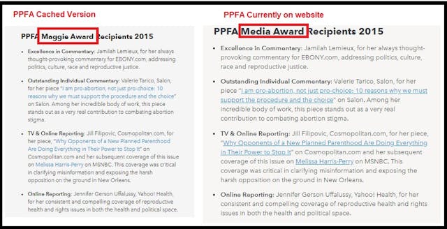 PPFA Maggie Award now called Media Award Image: PPFA Maggie Award now Media Award