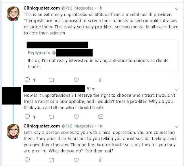 Therapist says she would refuse to treat pro-lifers struggling with mental illness image