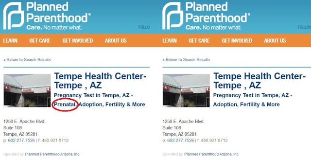 Planned Parenthood erases fact that ectopic pregnancy treatment isn’t an abortion from its website image