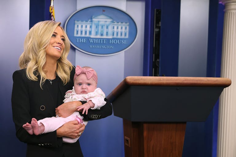 White House Press Secretary Kayleigh McEnany Shows Off New Baby In Briefing Room