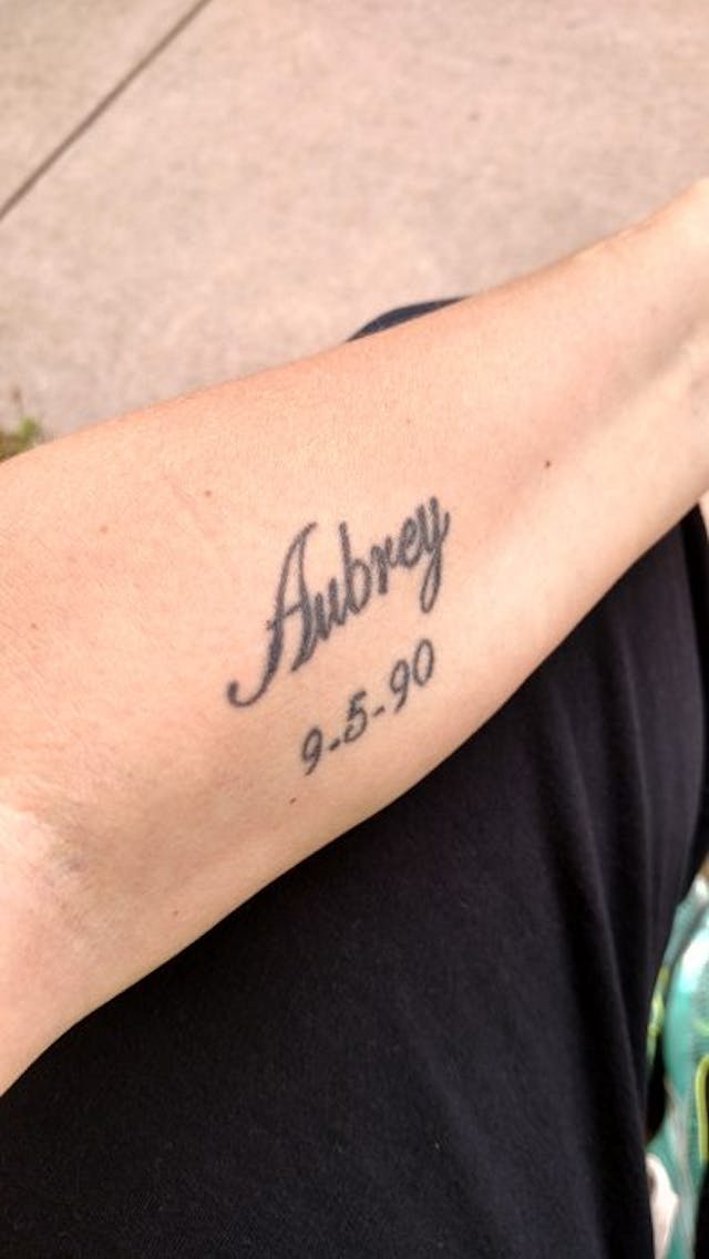 Carla’s tattoo remembering her daughter, Aubrey Years after an abortion, Carla held her miscarried baby and realized the truth: ‘I saw a precious little face’ image