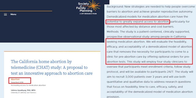 SFP grant for no test abortion CHAT study in 2018 Image: SFP grant for no test abortion CHAT study in 2018