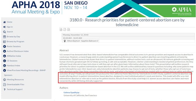 Image: APHA 2018 no test abortion CHAT study summary