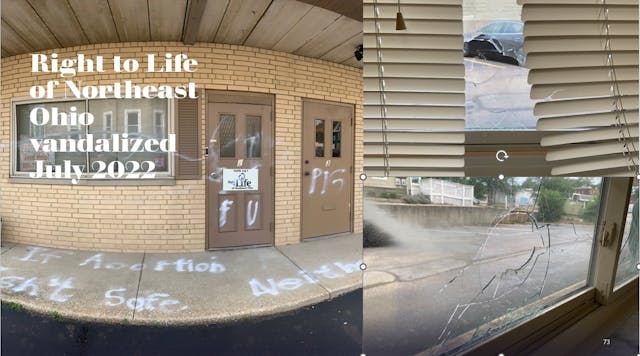 Right to Life of Northeast Ohio vandalized July 6 2022 Image: Right to Life of Northeast Ohio vandalized July 6 2022