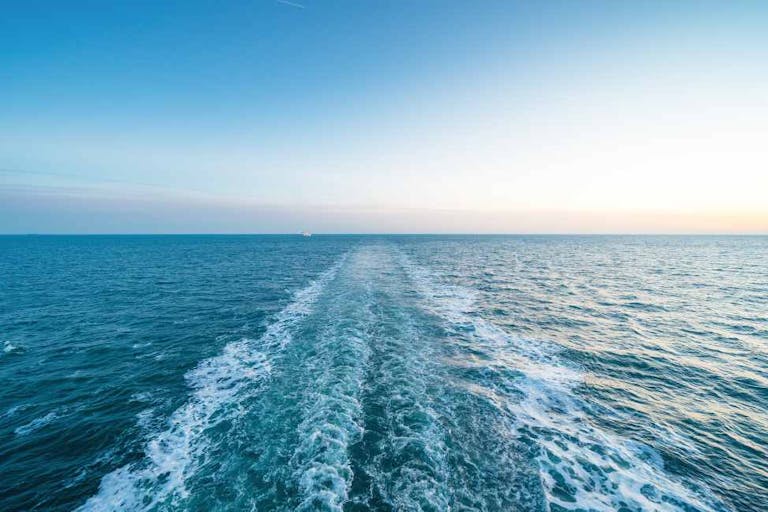 Wake of Large Ship on Open Ocean